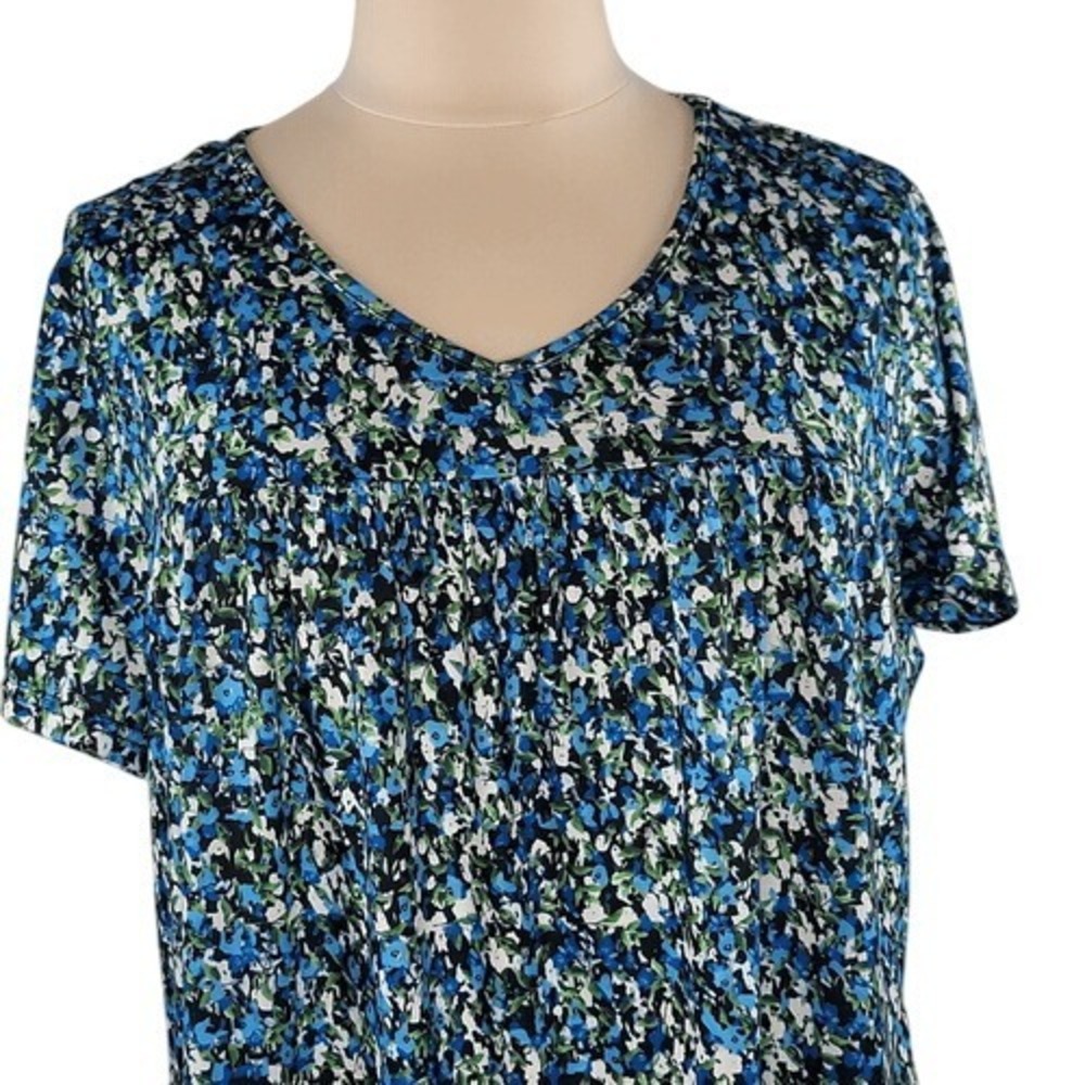 Wesso Blue Floral Short Sleeved Blouse - Picture 2 of 12